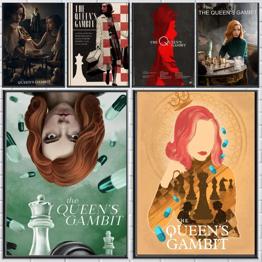 tv series T-The Queens Gambit-T Poster Peel and Stick Wall Art for Cafe Office Bar and Home Decoration