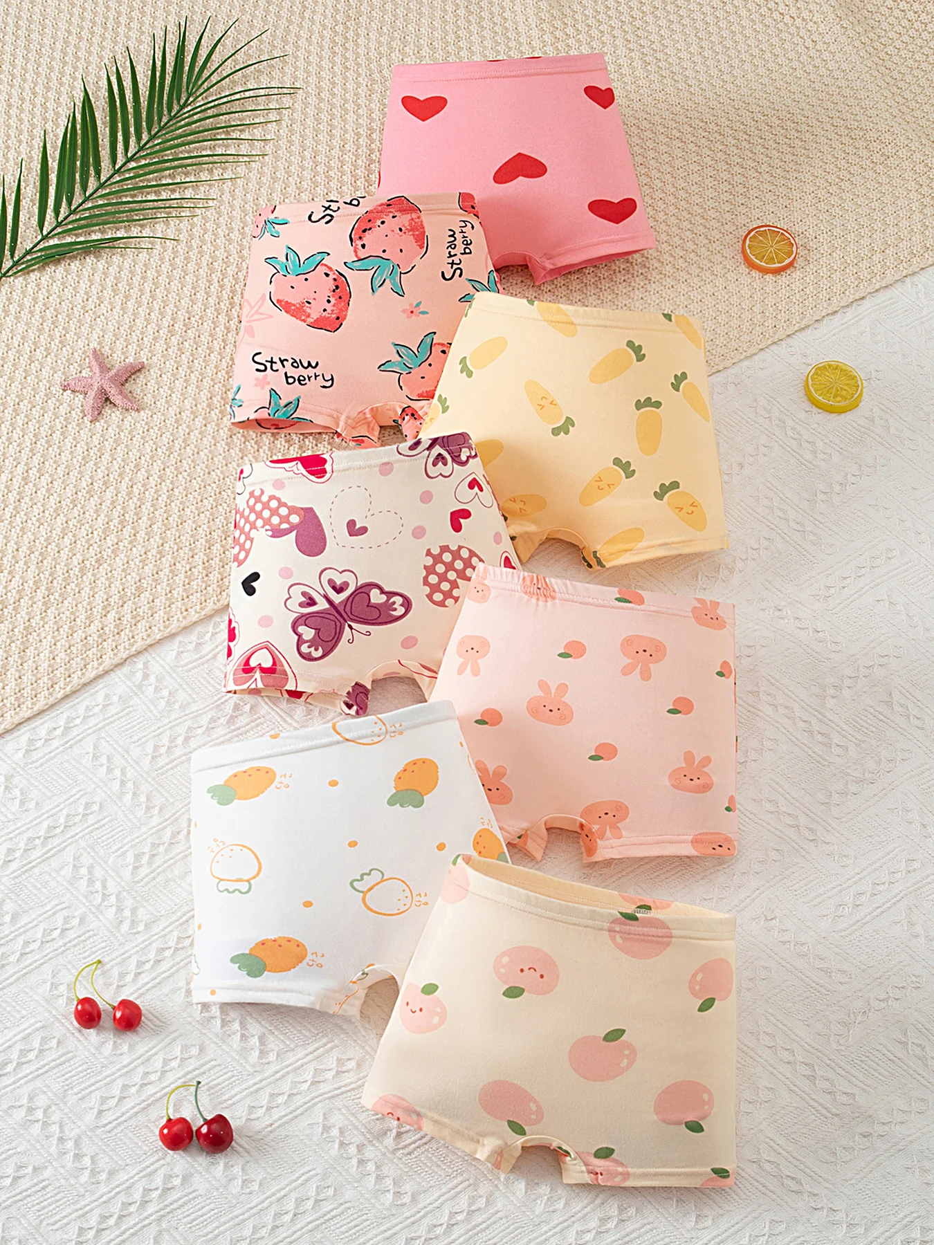 4/7 Piece Set of Sweet and Cute Printed Underwear for Girls Comfortable Boxer Shorts for Babies Casual and Versatile Home Shorts