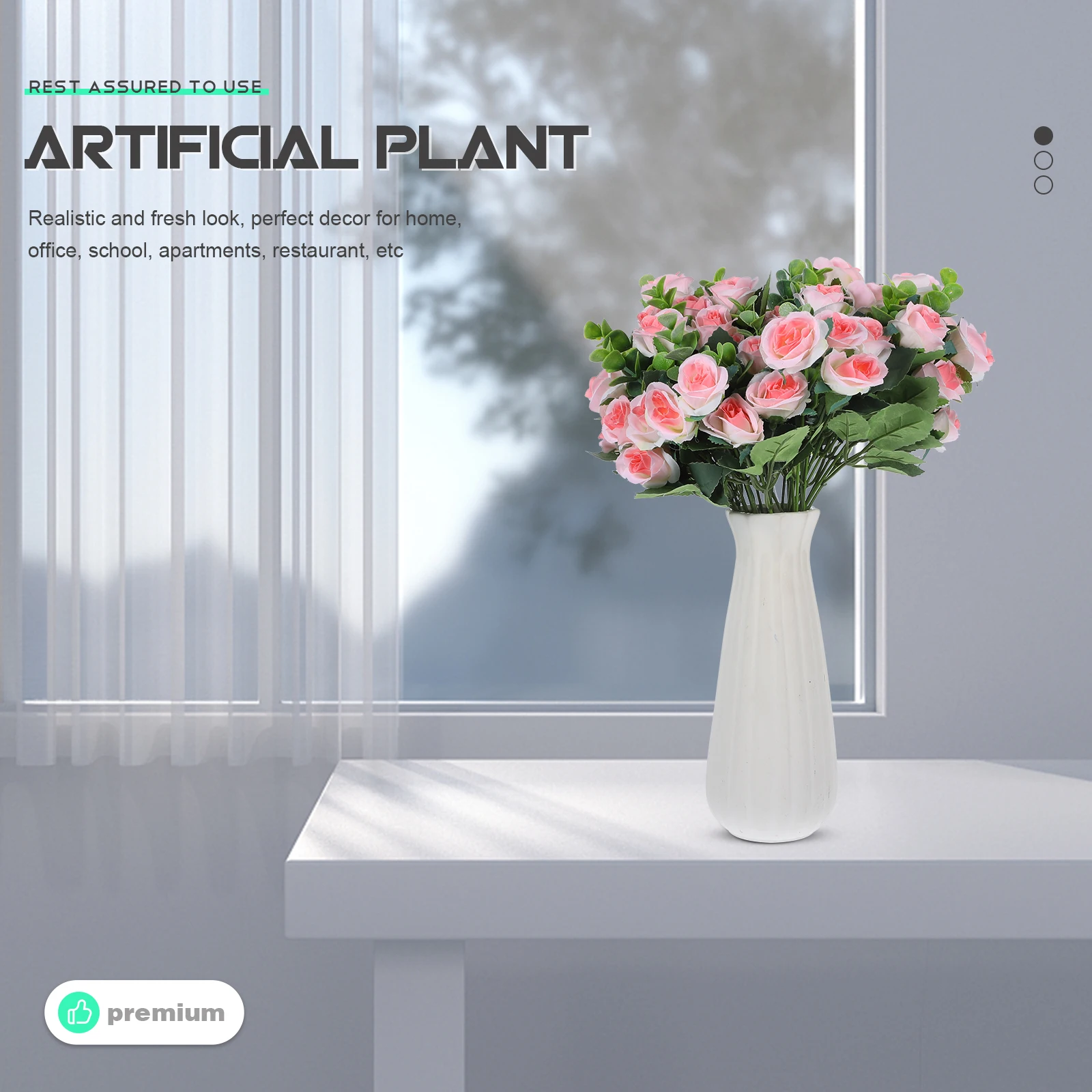 

5Pcs Elegant Artificial Flower Decoration Faux Roses Indoor Outdoor Decoration Accessories