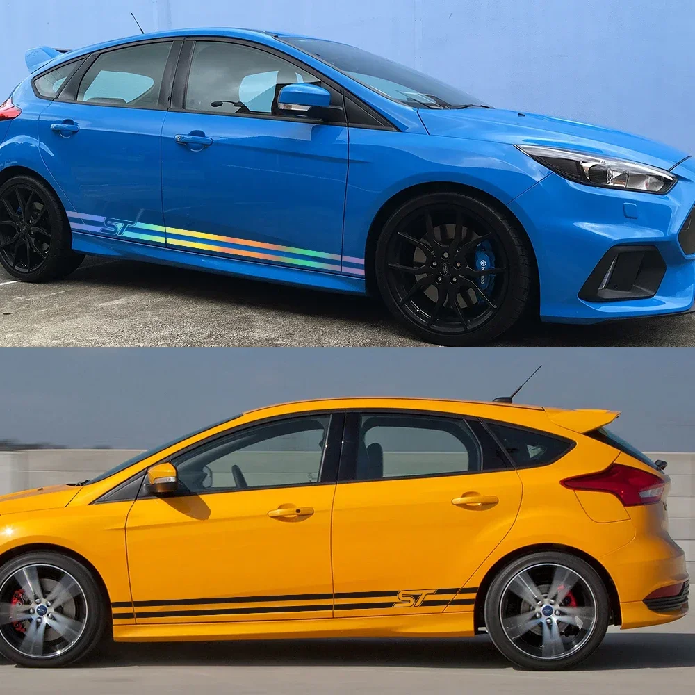 2pcs Car Side Stripe Sticker Auto Stylish Graphics Decal  Vinyl Film Automobile Styling For Ford Focus st Car Tuning Accessories