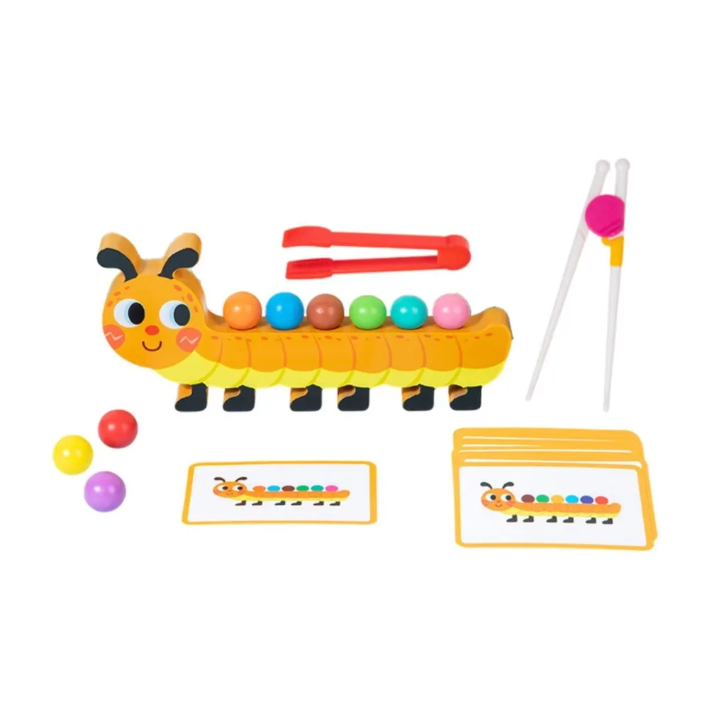 Jouets de perles à Clip en bois, chenille, apprentissage, tri des couleurs, jouet Montessori, dessin animé, jeu éducatif de correspondance de perles