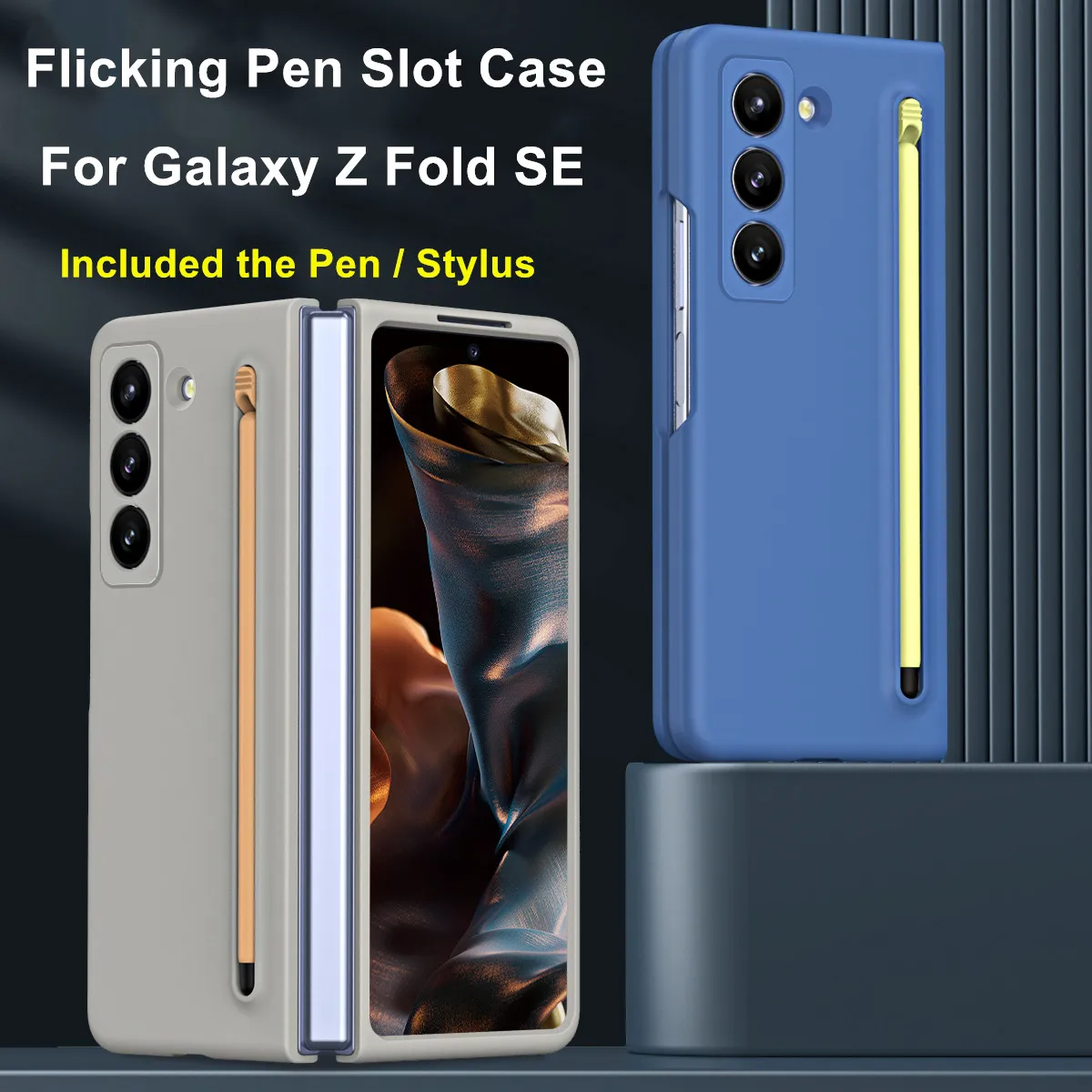 

Matte Flicking Pen Slot Case For Samsung Galaxy Z Fold SE 6 5 4 Special W25 ZFold6 Armor Cover with Stylus + 9H Glass Protector