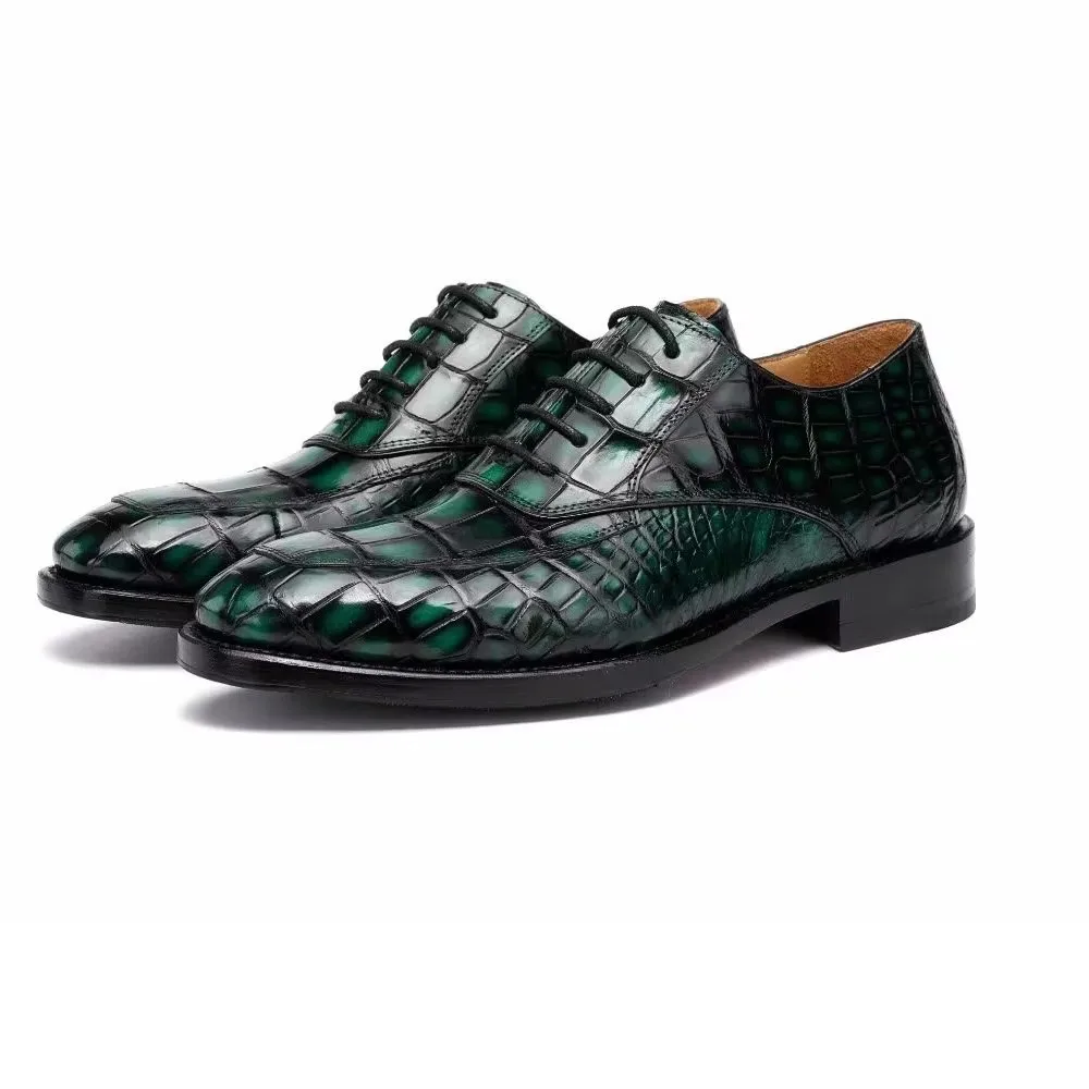 yingshang 2026 new formal shoes men male dress shoes crocodile shoes green brush color fashion