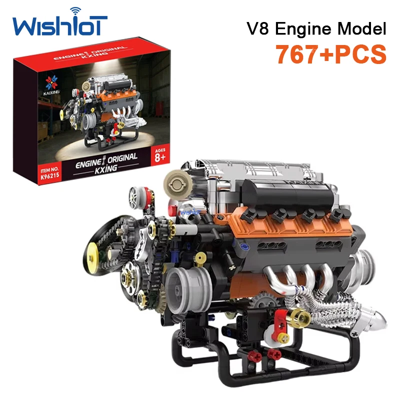 

767pcs V8 Engine Building Blocks Mechanical Motor Assembly Model Desktop Decor Educational Bricks Toy for Kids Adults for Gift