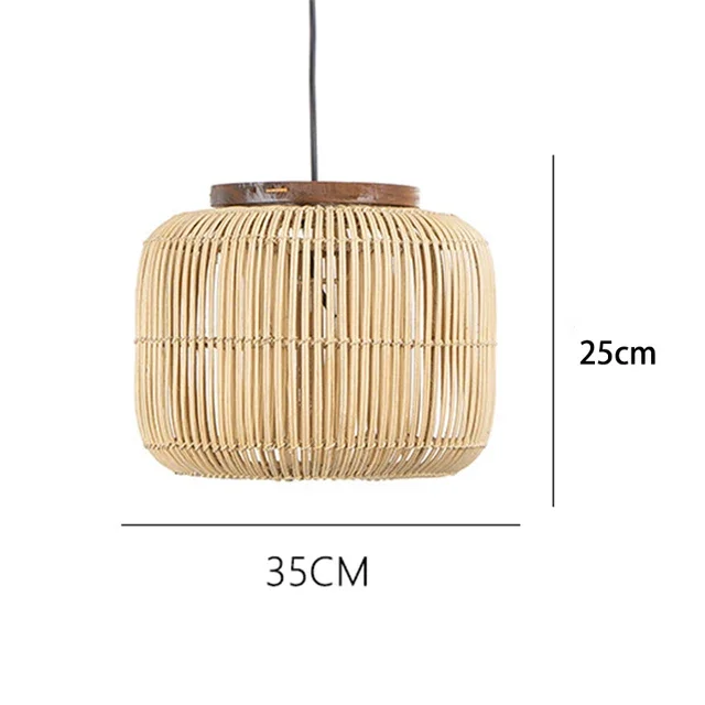 BUHAY HARP Hanglamp Vintage Rotan Wicker Kroonluchter voor Restaurant Woonkamer Slaapkamer handgemaakte rotanlamp