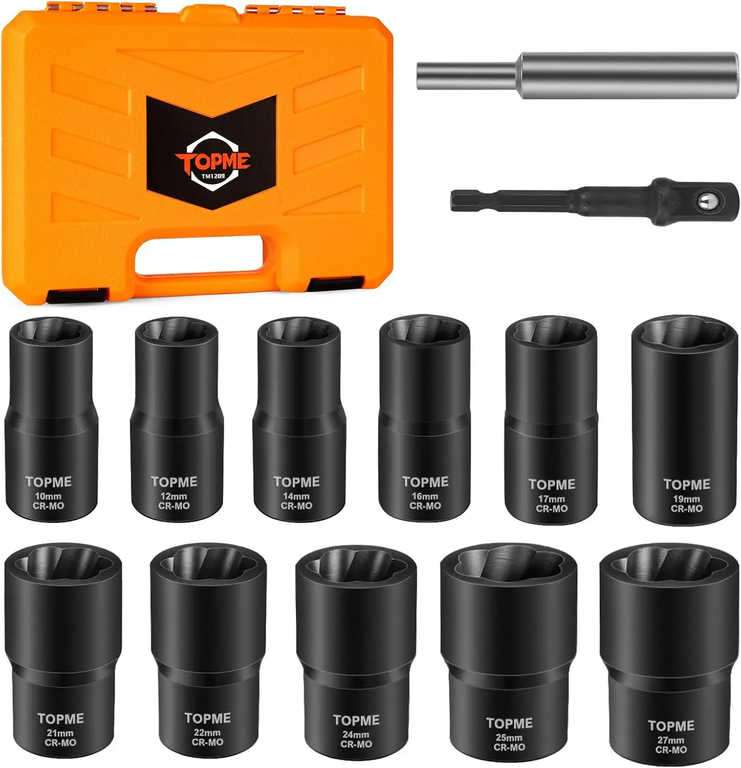 

Lug Nut Removal Tool, 13 Pieces Lug Nut Extractor Set 1/2 Inch Drive, Locking Lug Nut Removal Tool for Damaged, Frozen, Studs