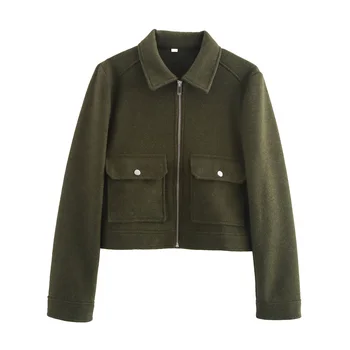 SLTNX Women's Zipper Jacket Coat New Winter Long Sleeve Pocket Outerwear Coat Short Street Elegant Women's Jacket 10