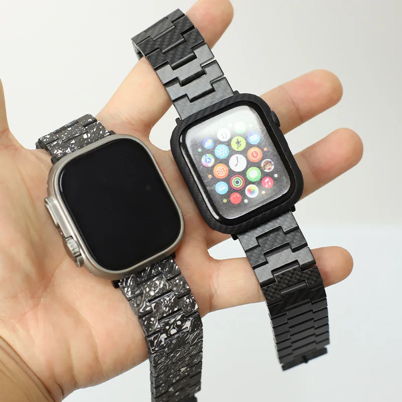 New Aramid Fiber Watch Band for Apple Watch Ultra / Series 10/8/7/6/5/4/3/SE, Magnetic Replacement Wrist Strap Carbon‑Textured