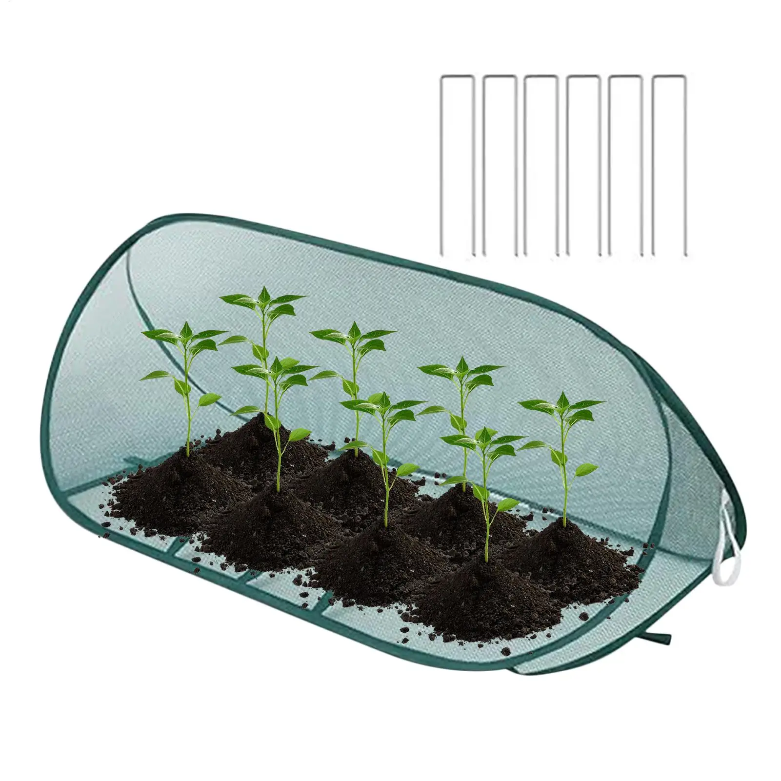 Foldable Plant Protection Netting Pop-Up Netting Garden Row Covers with 6Pcs Ground Stakes Mesh Plant Cage for Yard Flower Beds