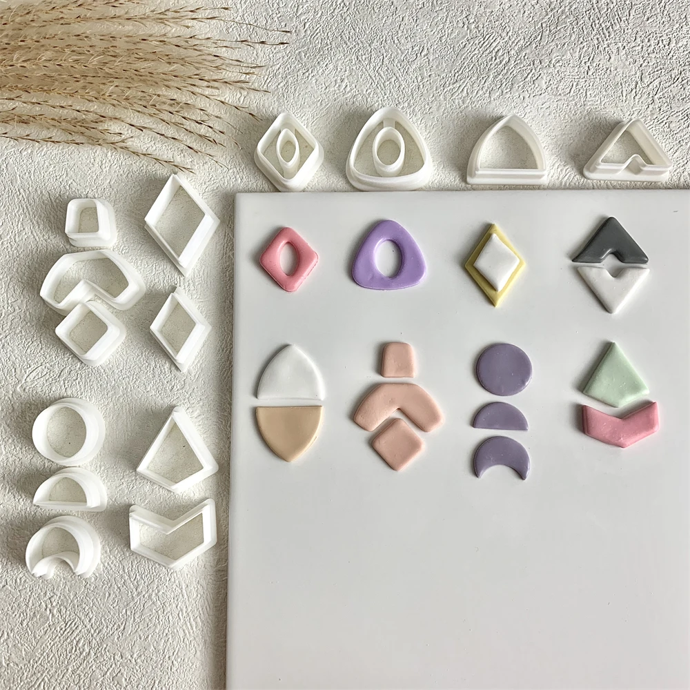 Mini Elemental Cutter Gumdrop Rounded Triangle Moon Rhombus Donut Shape Polymer Clay Cutter for Earring Jewelry Decoration