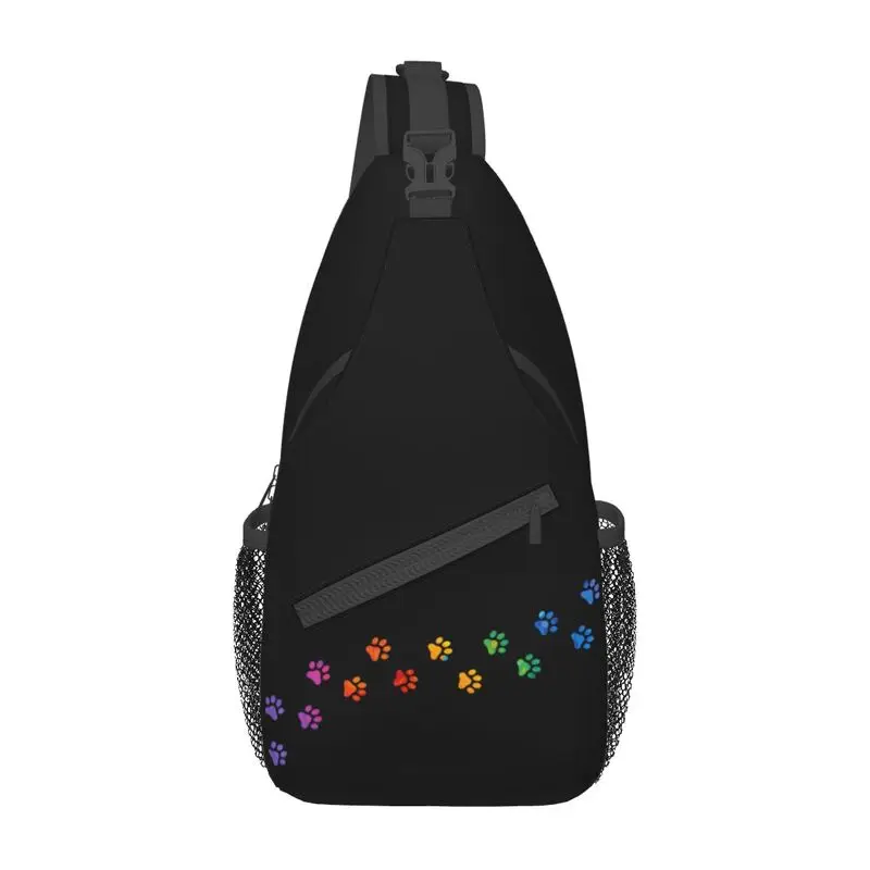 Fashion Colorful Dog Paw Crossbody Sling Backpack Men Shoulder Chest Bags for Traveling