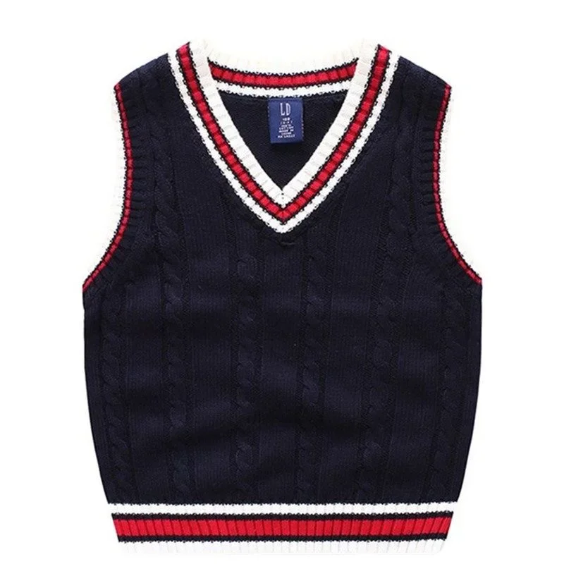 

2 -12 Years Boys Sweater Vest Children Spring Autumn Cotton Sleeveless College Style Vest