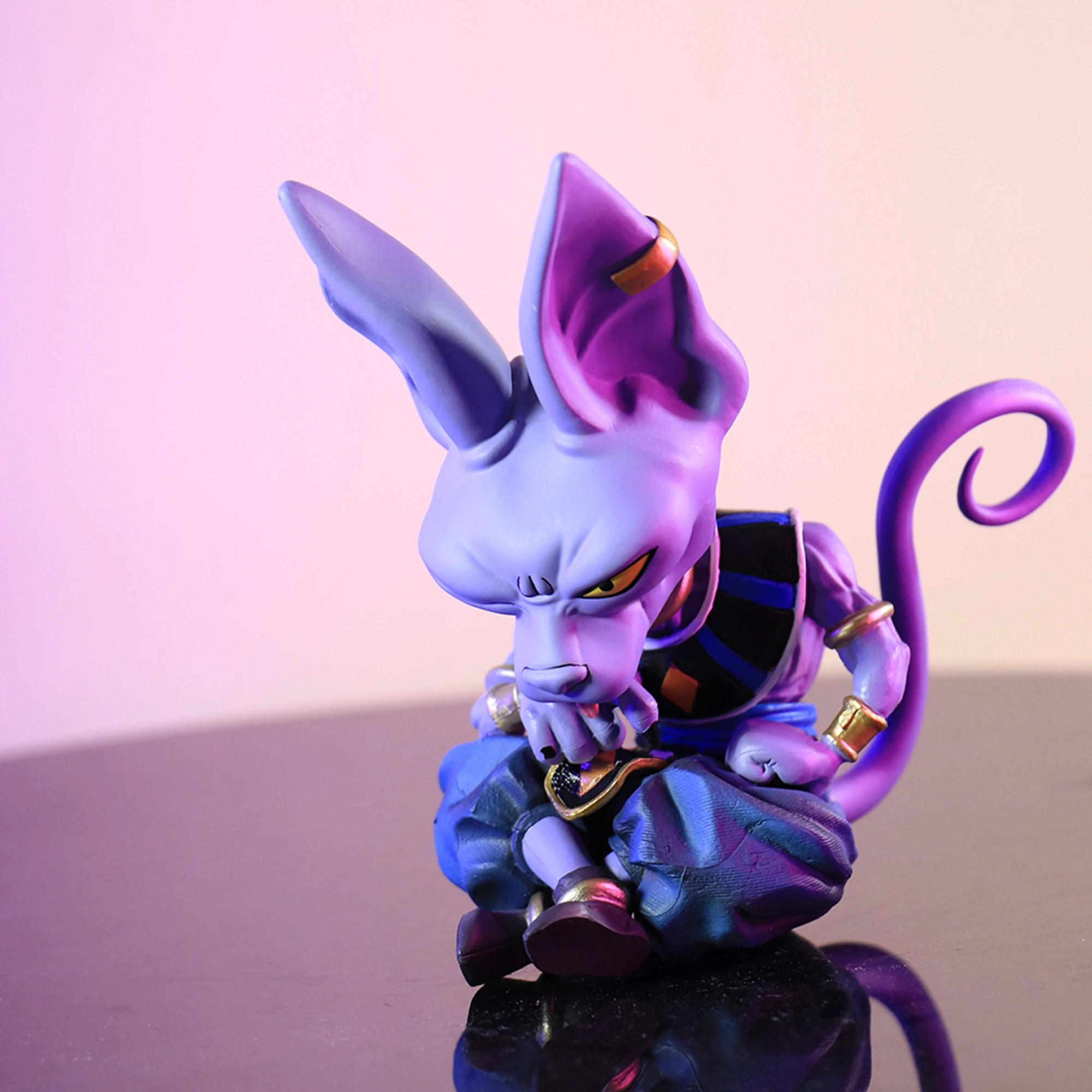 Dragon Ball anime model, sitting posture, chin support, Bilus destruction, divine figurine, Dragon Ball statue, holiday gift, to