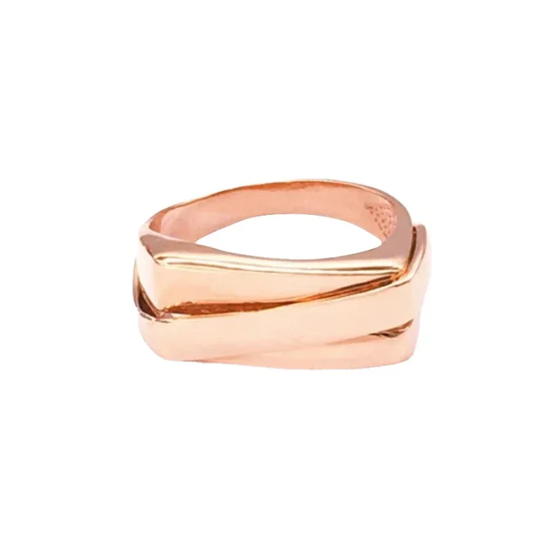 Refreshing Simple Irregular Square Glossy Rings for Women Classics Plated Rose Gold Ring Party Jewelry