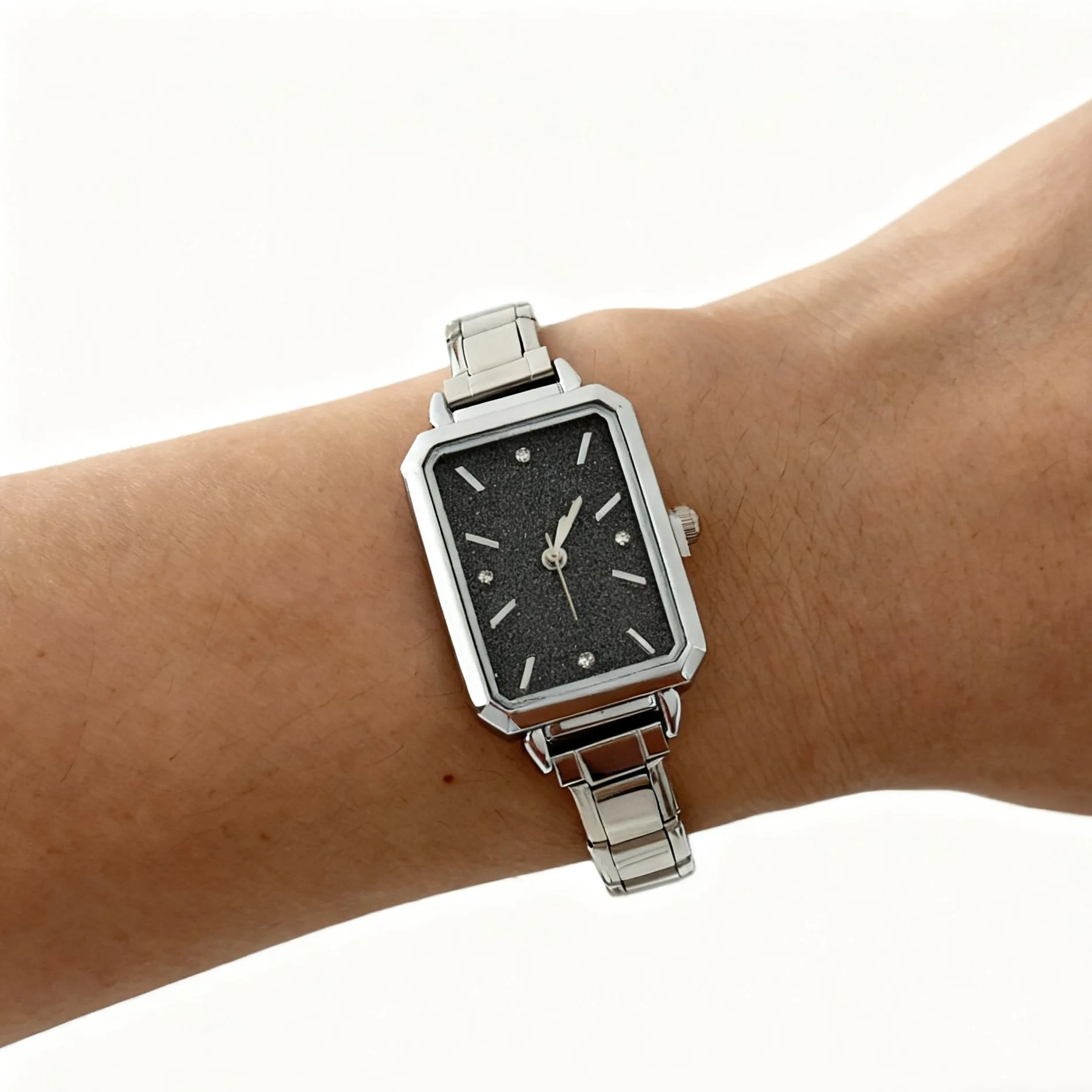 Ins Trendy Vintage Small Square Ladies Quartz Watch Shimmer Dial Gold Stainless Steel Strap Elegant Women Dress Wrist watch
