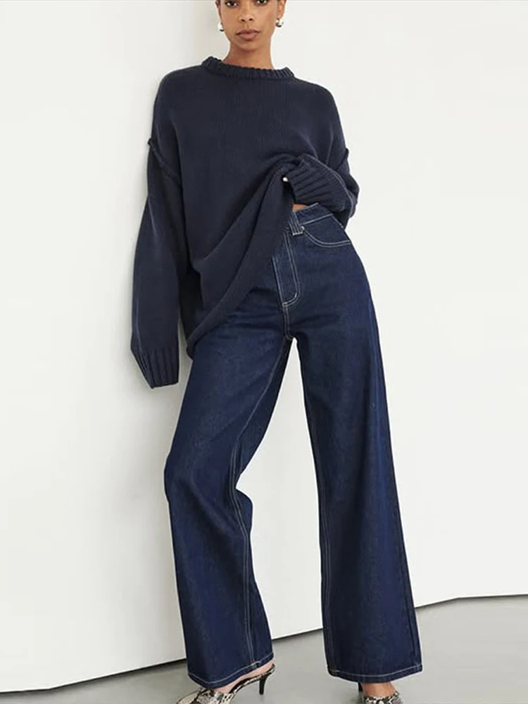 

Casual Women's Knitted Sweater Solild O-Neck Long Sleeve Loose Lady Knitwear 2025 Autumn Winter Fashion Female Street Outwear