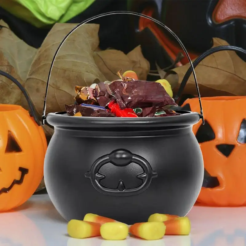 1pcs Halloween Black pot Kettle Halloween Candy Jar Home Decoration, Kids Trick or Treat Parties Large Witch Cauldron Pot Bucket