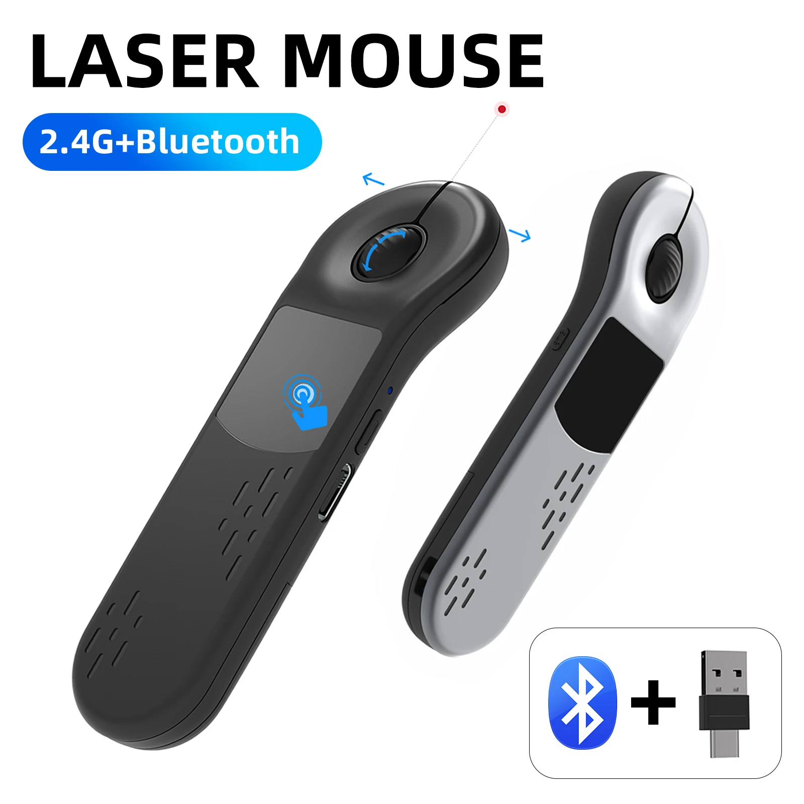 ليزر سماعة لاسلكية تعمل بالبلوتوث ماوس التحكم عن بعد TikTok فيديو قصير PPT صفحة تحول تحكم الهاتف المحمول اللوحي Type-C & USB A #1