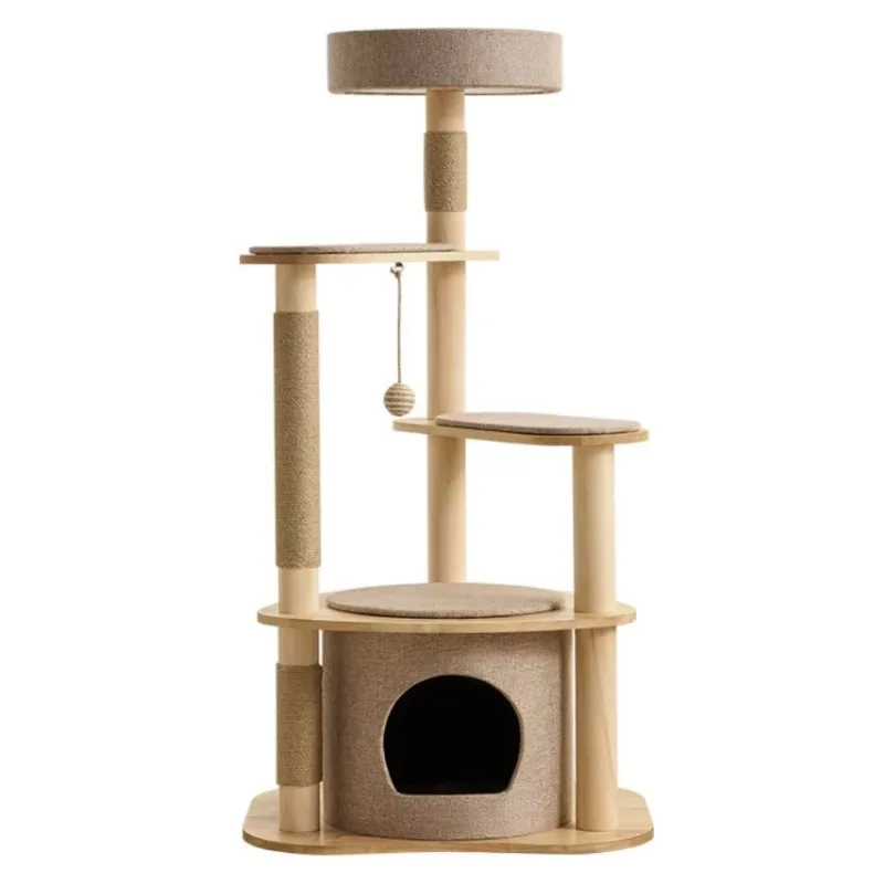 когтеточка для кошек с домиком высокая DURABLE MULTI-FUNCTION CAT SCRAPER TREE ECOFRIEND SOLID WOOD CAT SCRATCHING CLIMBING and 