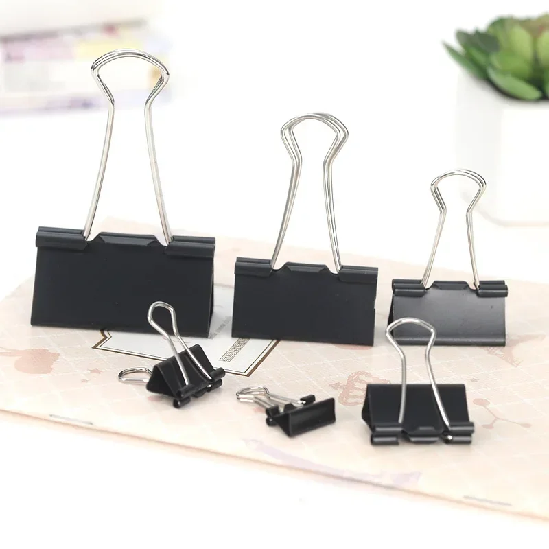 

10PCS Metal Paper Clip Foldback Metal Binder Clips Black Grip Clamps Paper Document Office School Stationery 19 25 32 41 51mm