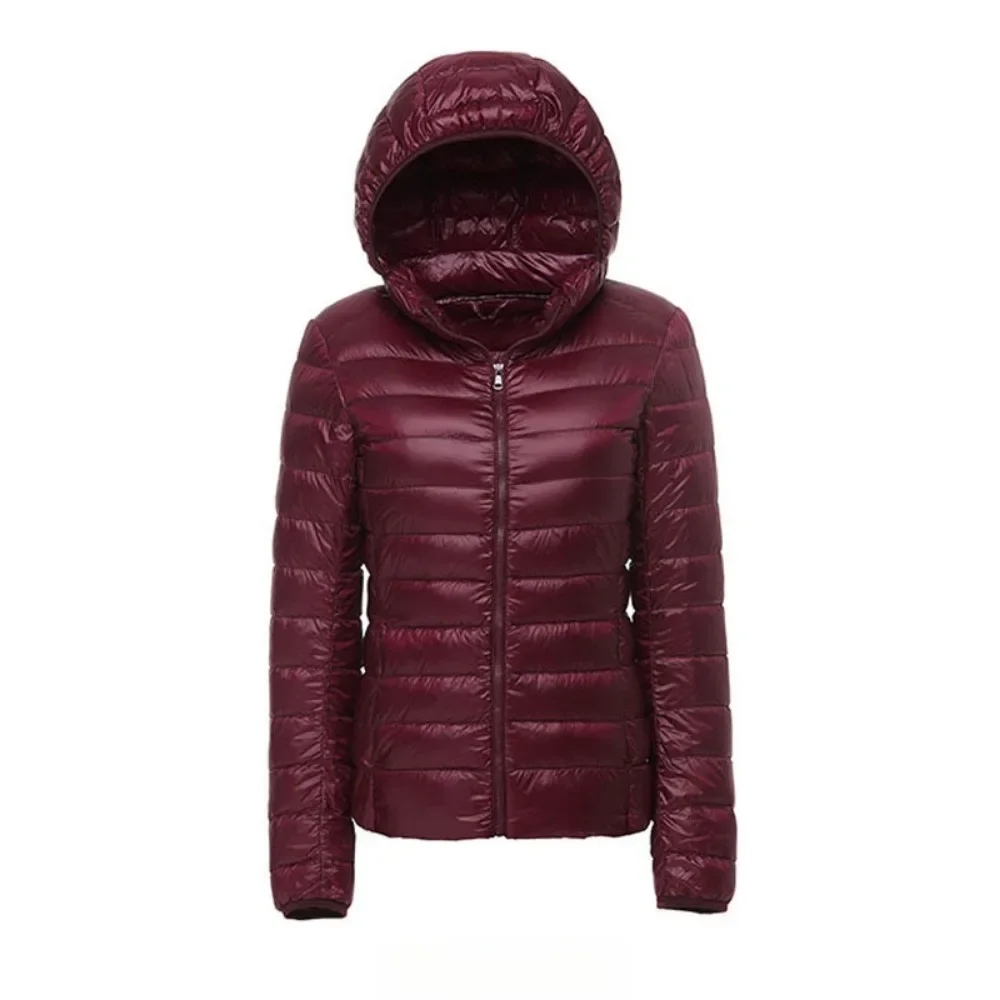 Imagem -06 - Jaqueta Ultraleve com Capuz para Mulheres Jaqueta Fina Puffer Outwear Feminino Mantenha Quente 90 de Pato Branco Outono Inverno 2023