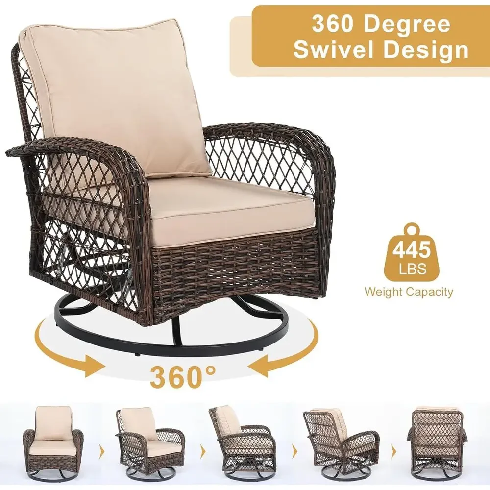 3-Piece Patio Furniture Set, Swivel Rocking Chairs for 2, Outdoor Swivel Bistro Set, Porch Chairs with Bistro Table