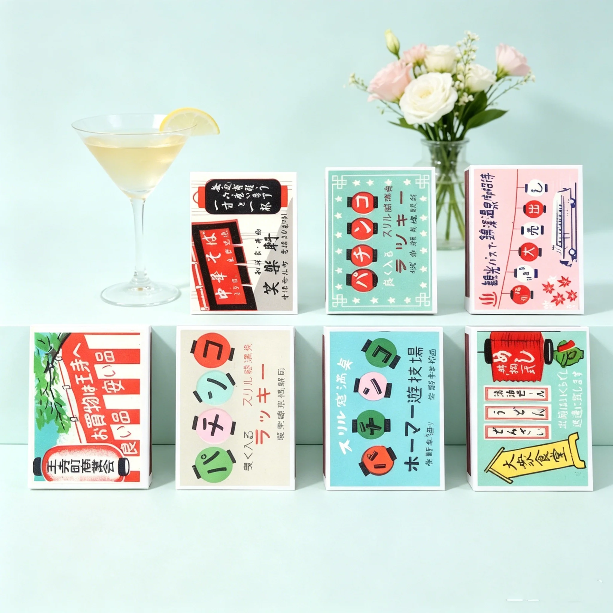 

Japanese Lantern Matchbox Set, Vintage Style Printing (Set of 8)