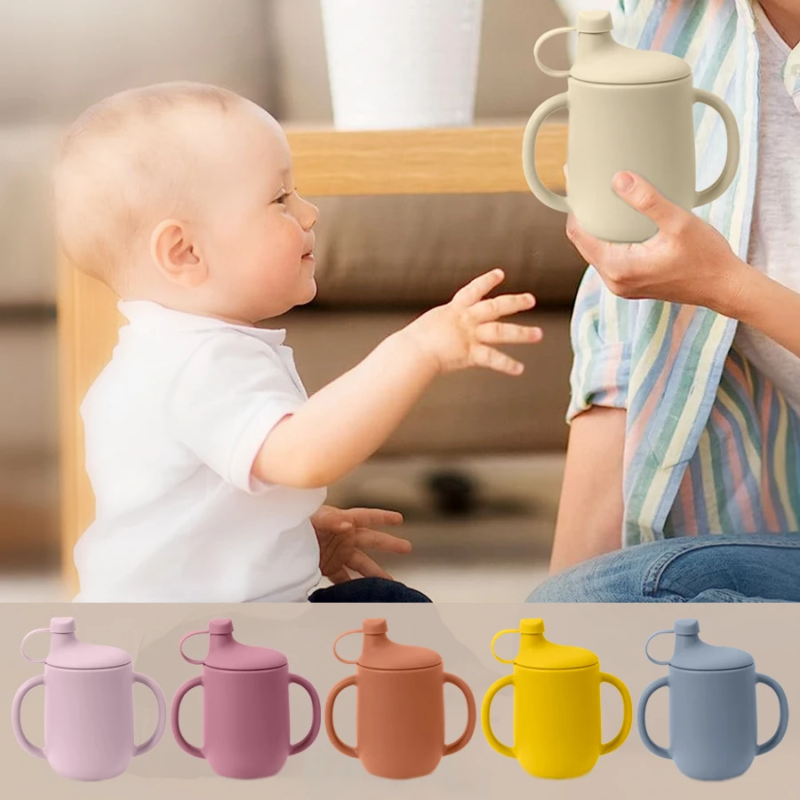 New Mother Kids Baby Silicone Cups With Lid Portable Learning Drinking ​Cup Children\'s Water Bottle Baby Items Free Shipping