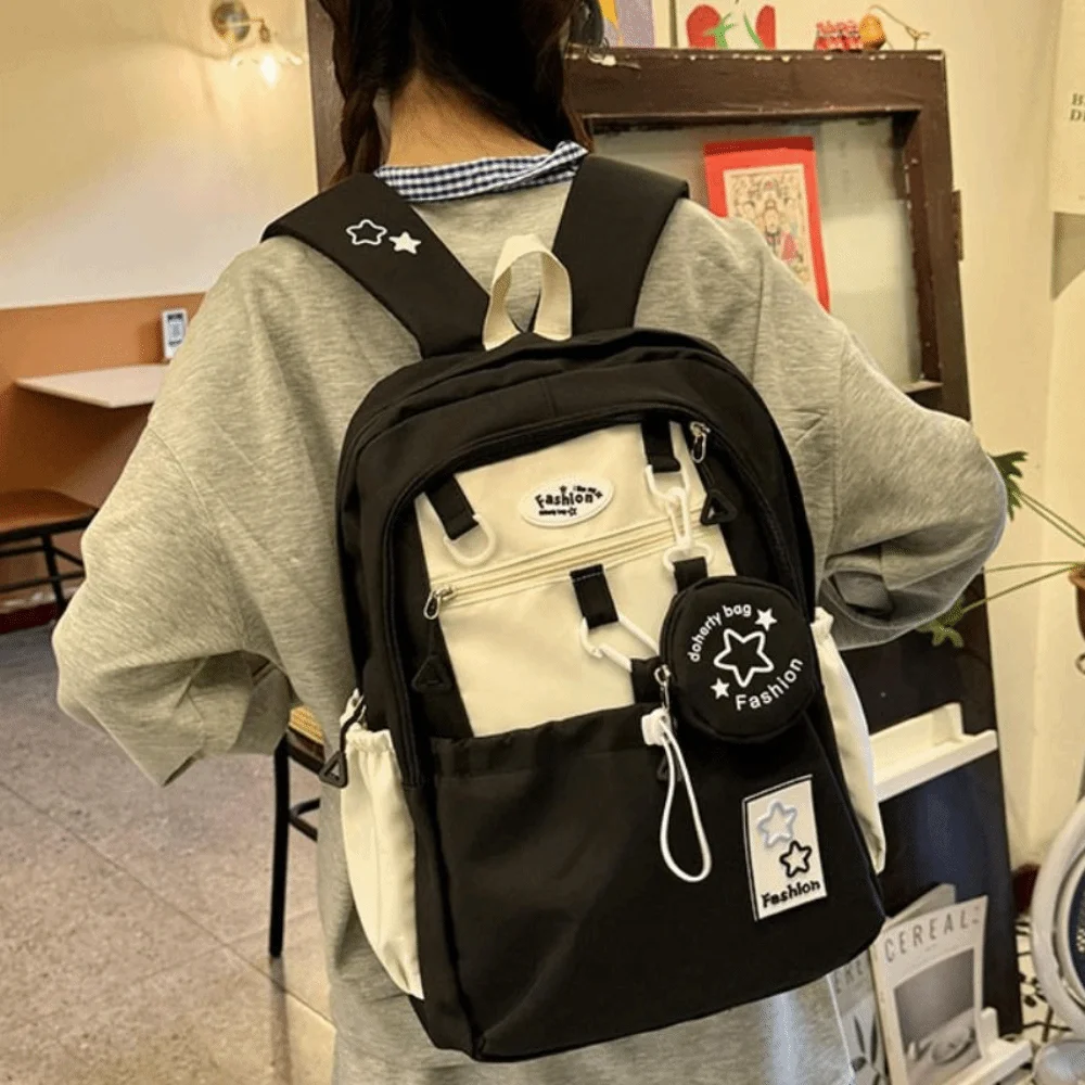Sweet Star Women Backpack Cartoon Korean Style Nylon Shoulders Bag with Coin Purse Harajuku Student Schoolbag