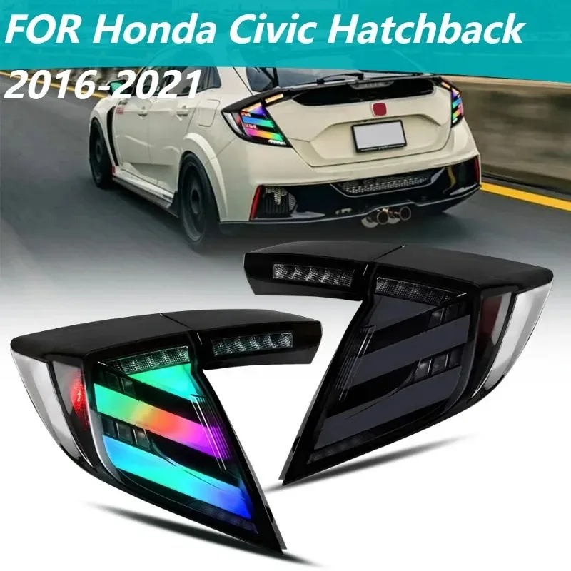 

1 Pair RGB LED Smoke Turn Signal Lights For Honda Civic Hatchback 2016-2021 Rear Brake Lamps