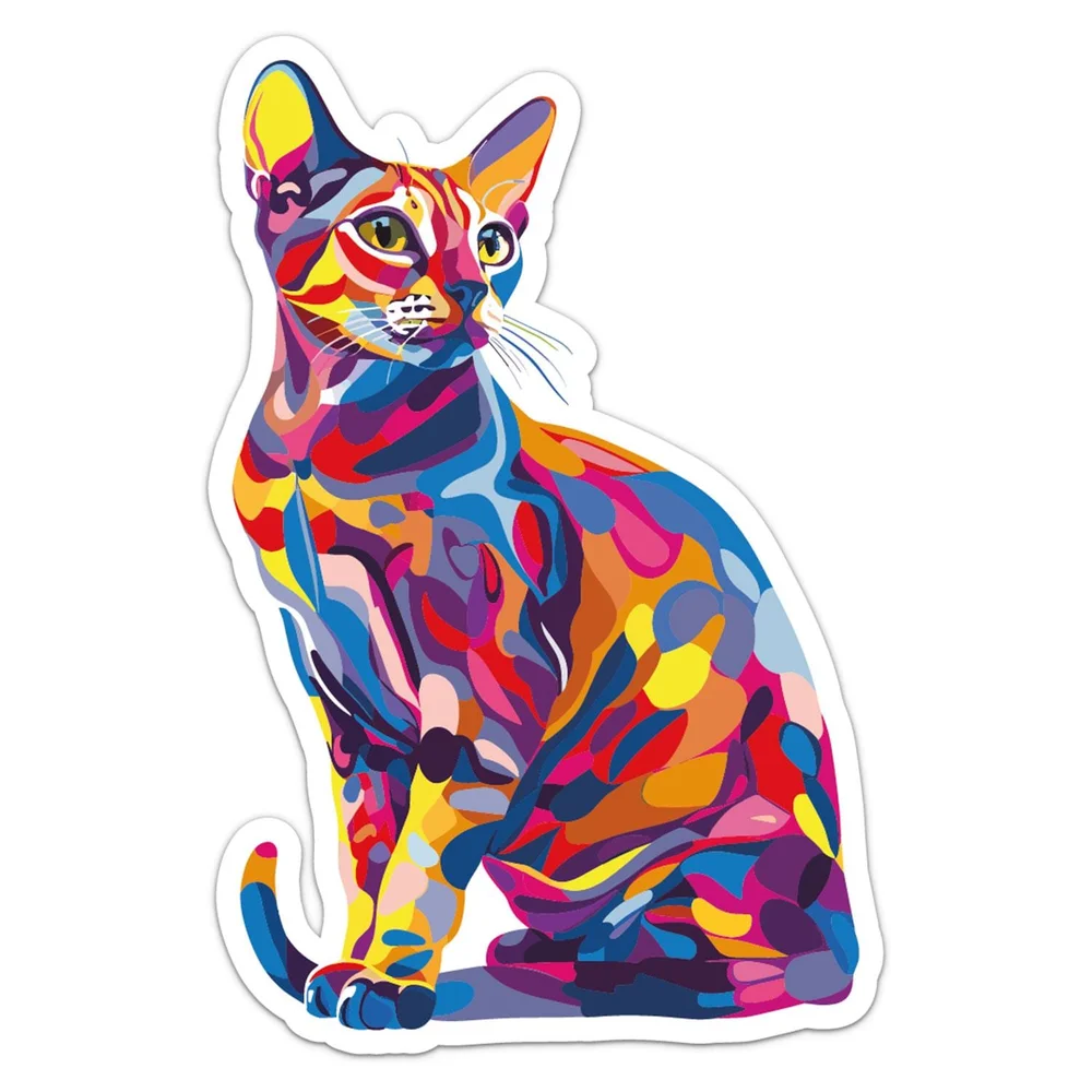 Colorful Egyptian Mau Cat Vinyl Car Sticker Self Adhesive Decal for Truck Window and Travel Case Car Accessories