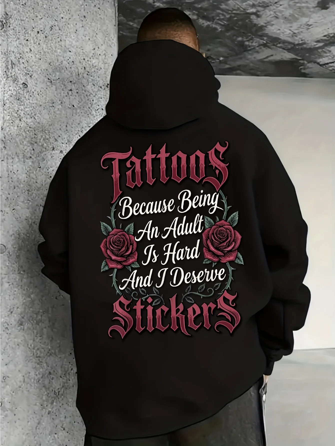 Men's Casual Hoodie with Adult-Themed Print Design, Personalized Statement Style, Long-Sleeve Pullover, Casual Plus Size