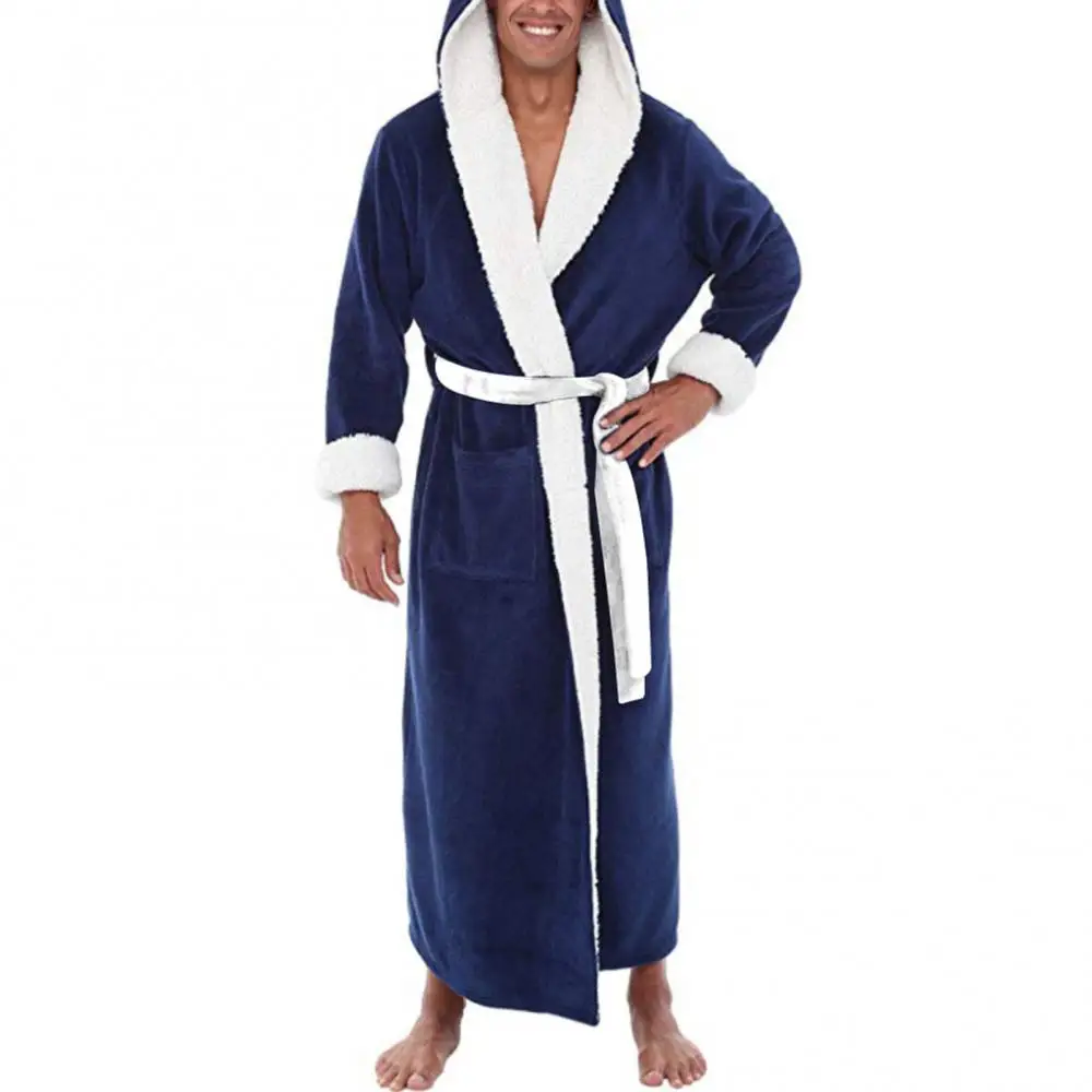 Men Bathrobe Sleepwear Coral Fleece Autumn Adult Bathrobe V-Neck Robe Pajamas Men And Women Long Sleeve Nightgown Male Bath Robe