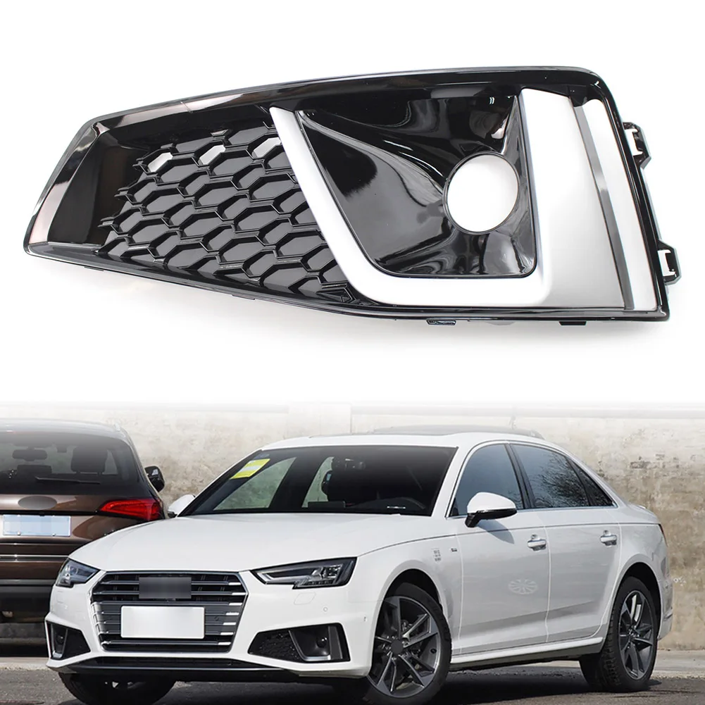 For Audi A4 B9 S-LINE S4 2018 2019 2020 Car Front Bumper Grille Left Fog Light Lamp Cover Grilles Black ABS Plastic 8WD807681J