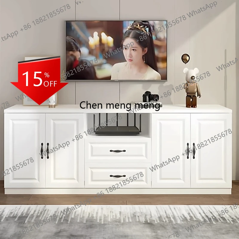 Mueble de TV de Lujo Blanco 01A con Estantes de Almacenamiento, Gabinetes para Sala de Estar, Mesa para Monitor, Soporte para TV, Mueble para Salón