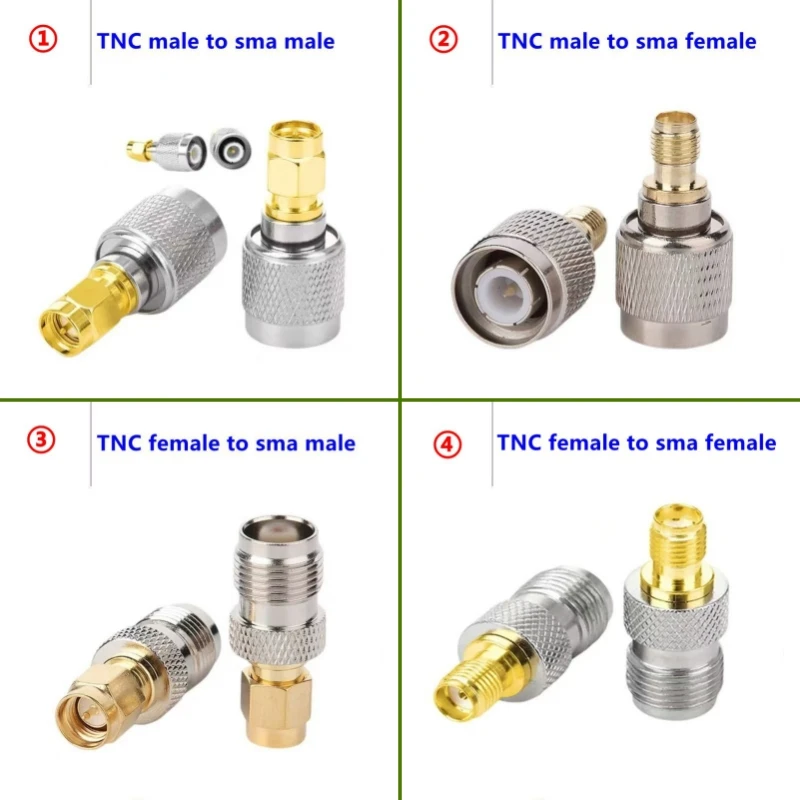 2PCS SMA To TNC Male Plug & Female Jack Straight RF Coaxial Adapter Connector TNC To SMA 50ohm Wire Terminals Fast Delivery