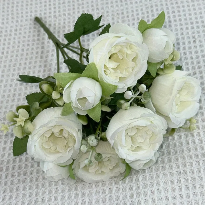 1/2 Stücke 30 cm Rose Weiß Seidenstrauß Pfingstrose Künstliche Blütenknospen Braut Hochzeit Dekor Dekoration Gefälschte Blume Valentinstag – Detail 12