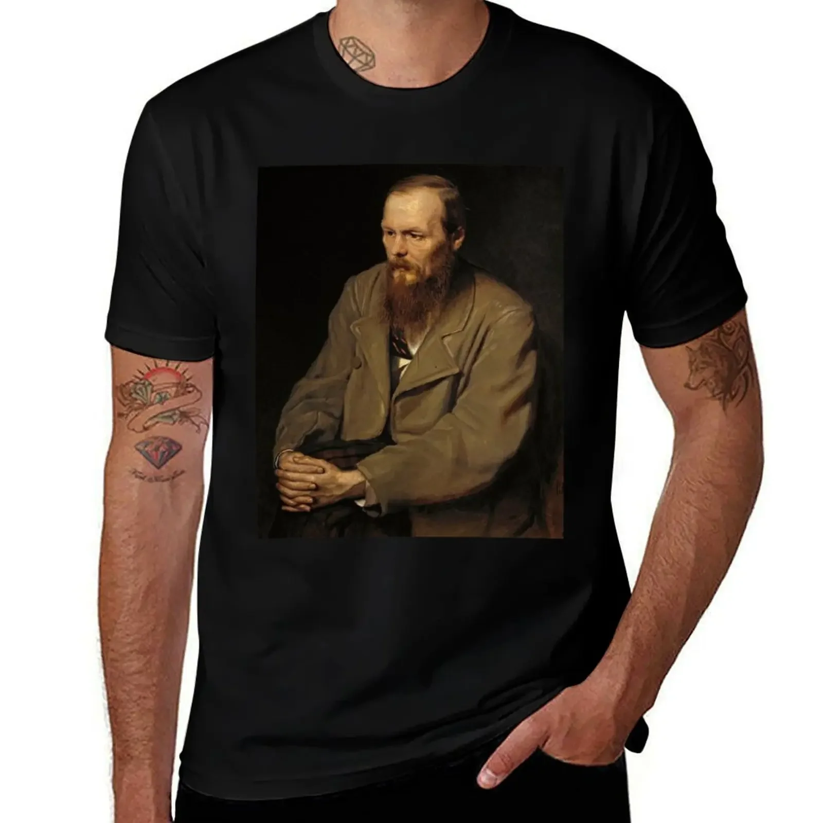 Famous Portrait of Fyodor Dostoevsky, Russian Literary Giant T-Shirt oversizeds summer 2025 anime shirts men