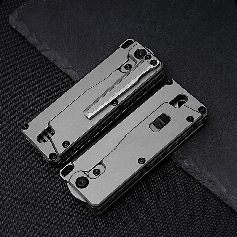 LJL-Titanium Alloy Folding Comb Multi-Function EDC Utility Window Breaker Replaceable Comb Outdoor Camping Tools