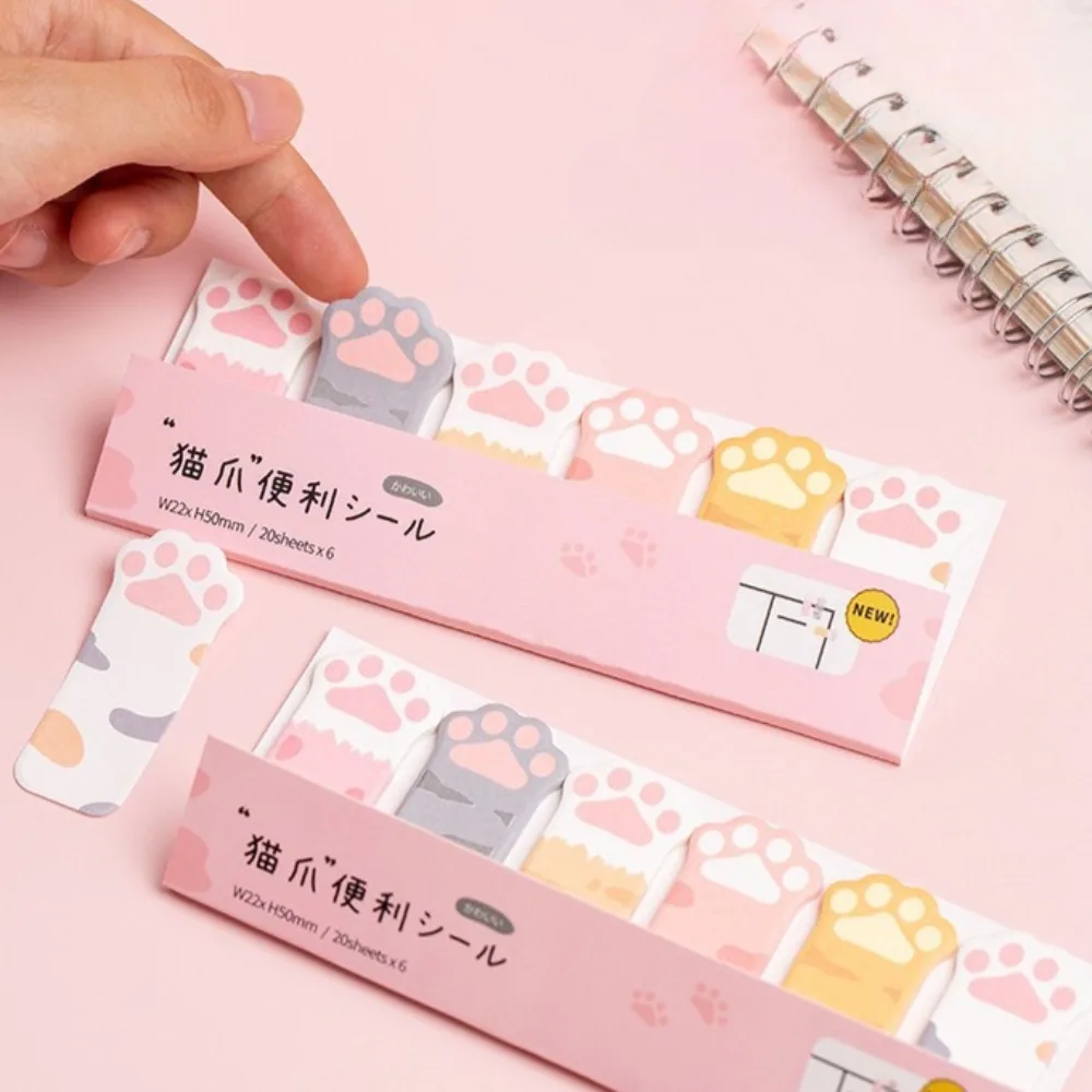 120 pz/set Kawaii Cancelleria Del Fumetto Zampa di Gatto Memo Pad Segnalibro Bandiere Indice Tab Note Appiccicose Etichetta Adesivi di Carta