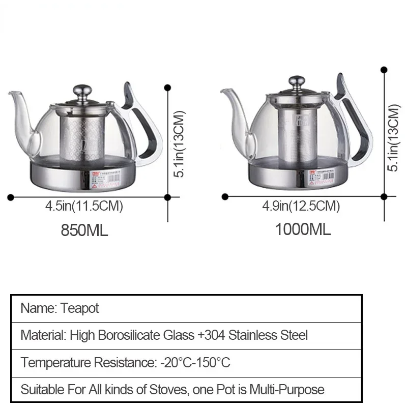 Imagem -04 - Bule de Vidro Resistente ao Calor Fogão de Indução Forno Eletromagnético Pote de Filtro Multifuncional Fogão a Gás Conjunto de Chaleira