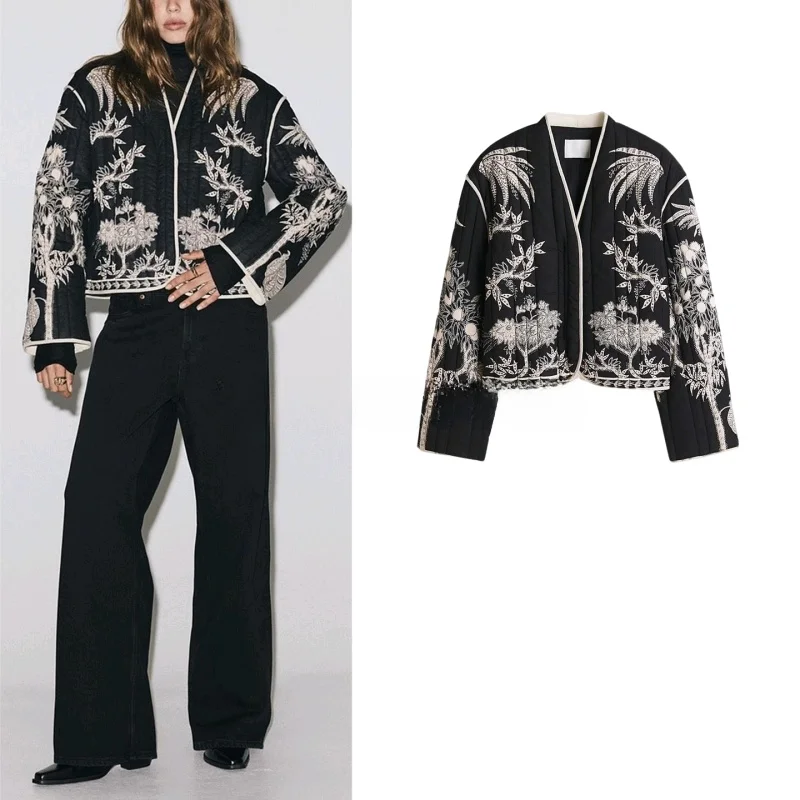 

Новая зимняя женская верхняя одежда из тонкого хлопка с принтом V-Ne Long Sve, модная европейская полиэстеровая одежда...