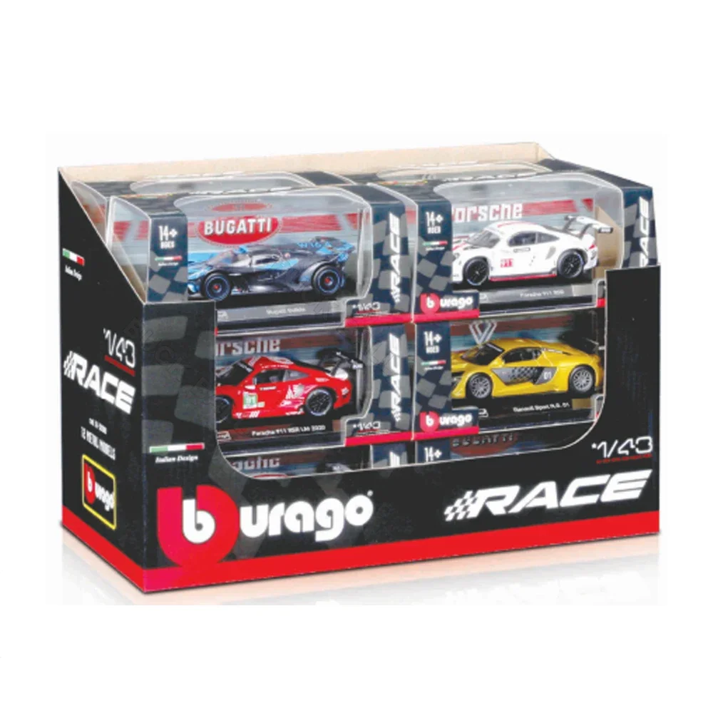 Bburago-Die-Cast Brinquedo Carro Esportivo, Porsche 911 GT3 RS Carro De Corrida, Cobertura Contra Poeira, Coleção De Liga, Presente Do Brinquedo, Novo, 1:43