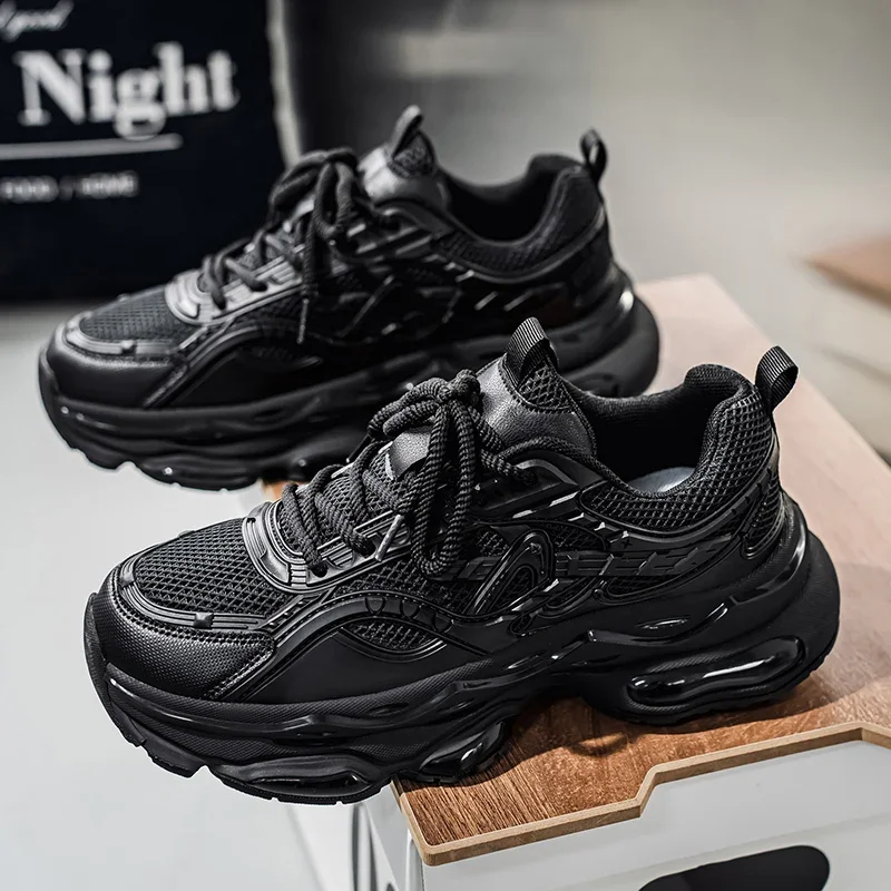 

High Quality Sneakers Male Trend Black Platform Shoes Men's Comfortable Athletic Nonskid Walking Sneakers Outdoors Couple Shoes