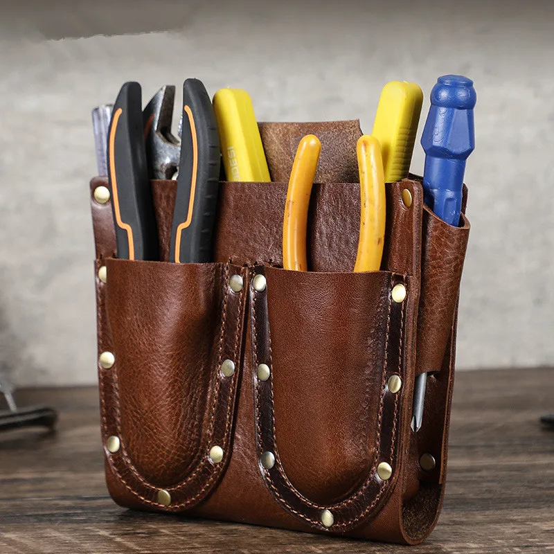 Genuine Leather Multi-functional Electrician Tools Bag Waist Pouch Belt Storage Holder Organizer Garden Tool Kits Waist Packs