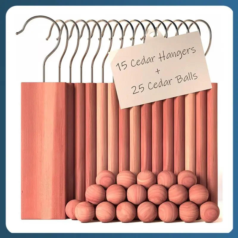 

AB02 40 Piece Cedar Blocks Kit For Clothes And Closet Freshening - Contains 15 Hang-Ups And 25 Cedar Balls