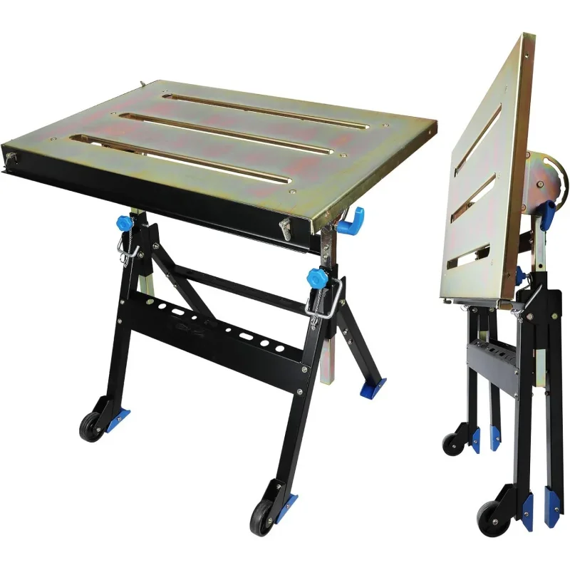 Olympia Tools Adjustable Welding Table with Wheels Portable Steel Stand Workbench 30 in. x 20 in.