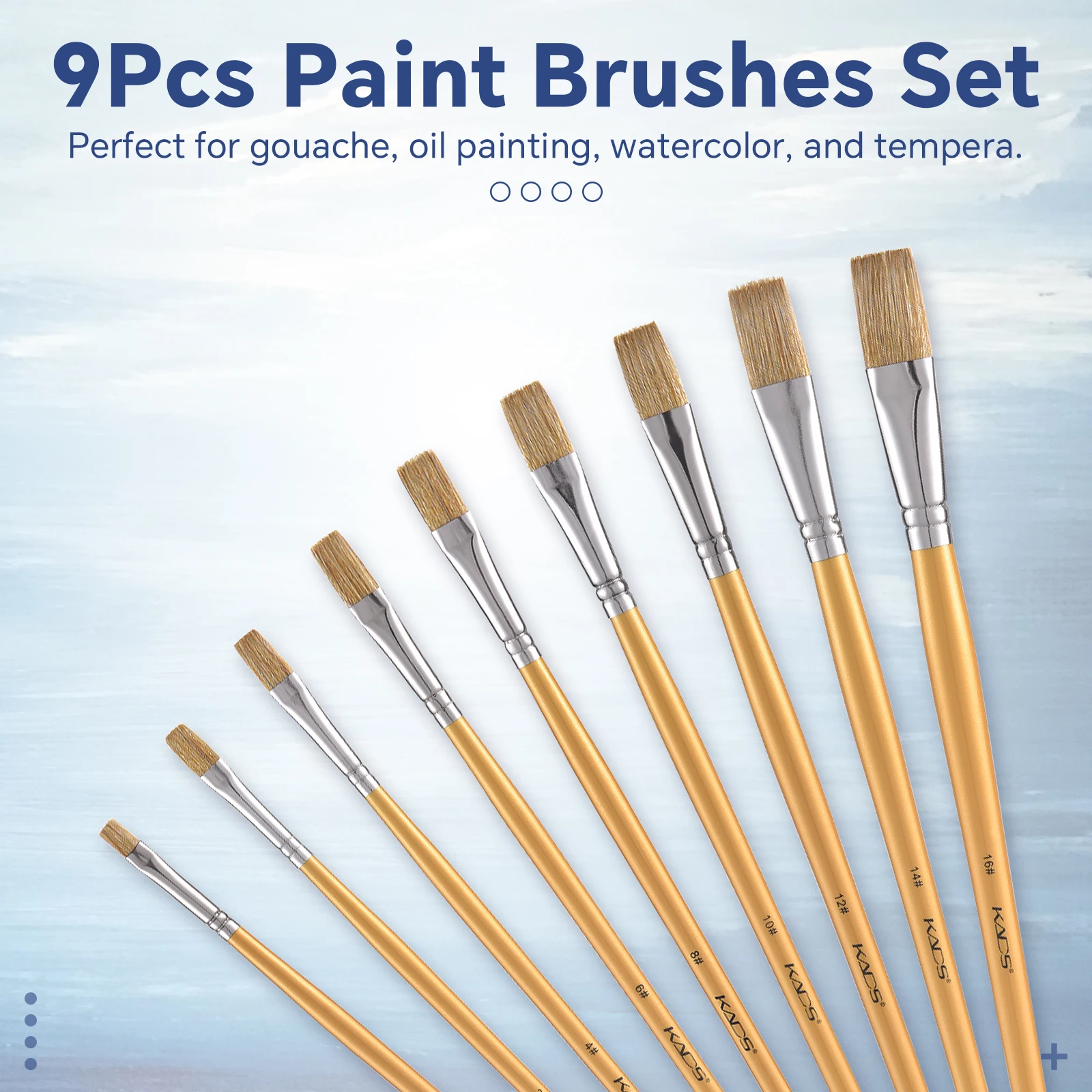 

9Pcs KADS UV Gel Acrylic Nail Brush Set Yellow Painting Wooden Handle Art Drawing Brushes Extension Carving Manicure Salon Tools