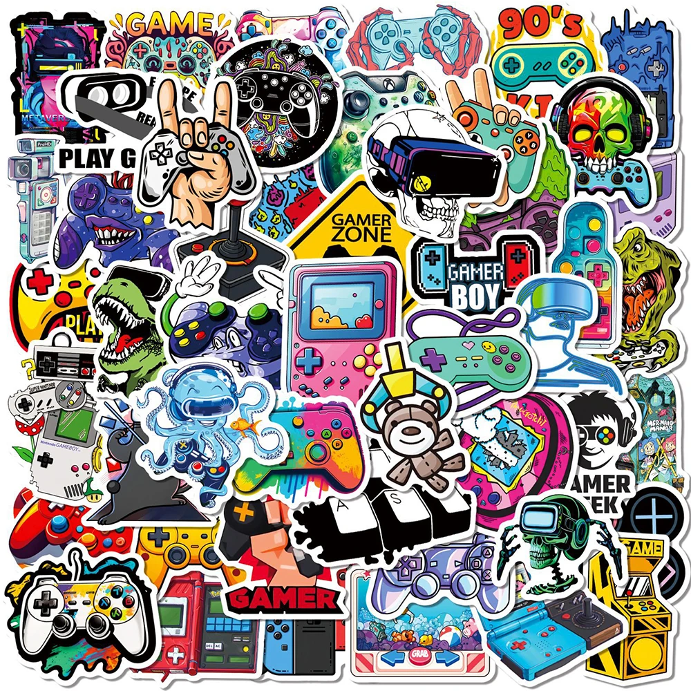 10/30/50pcs Cool Vintage Video Game Gamepad Cartoon Stickers Decals Skateboard Laptop Motorcycle Car Phone Waterproof Sticker