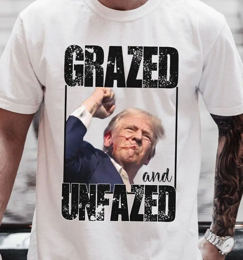 GRAZED & UNFAZED Donald Trump Shooting T-Shirt onPremium Comfort Colors 1717 Tee